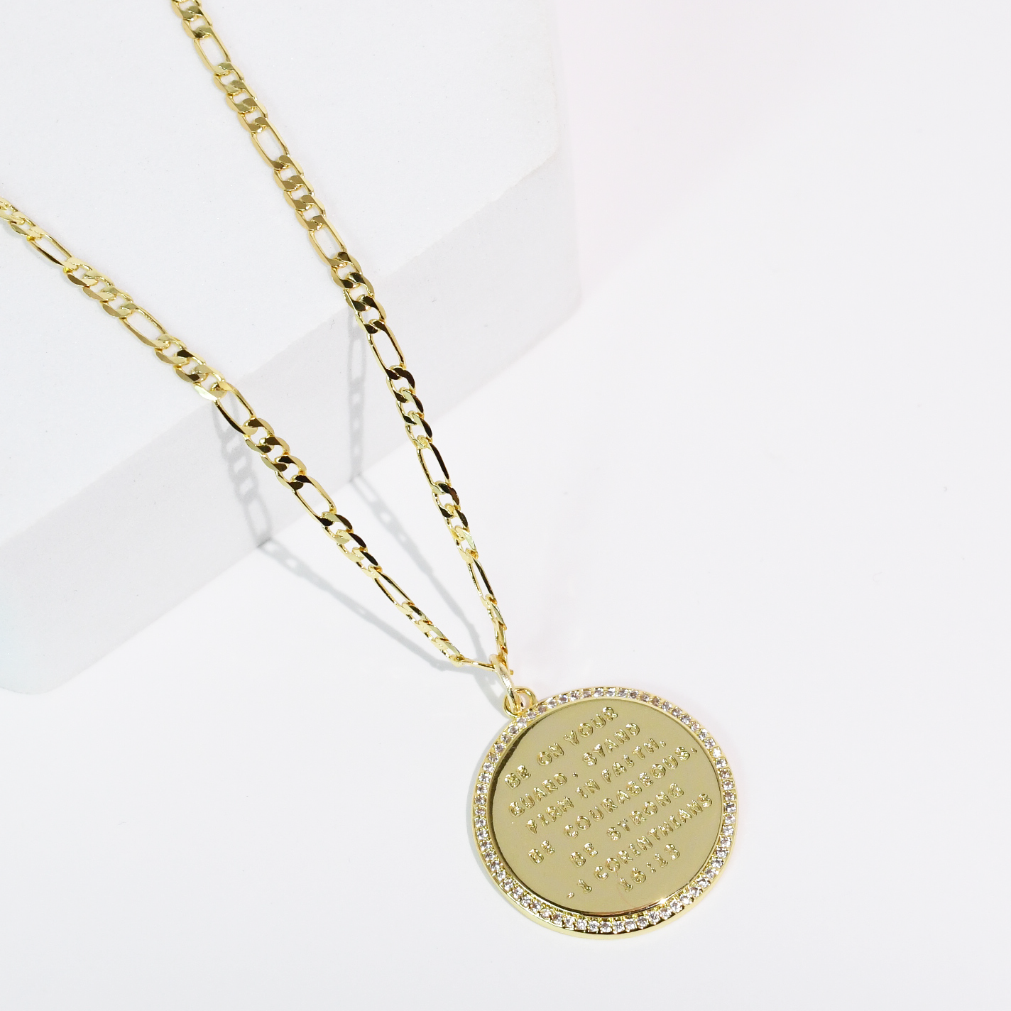 1 Corinthians 16:13 Gold Necklace