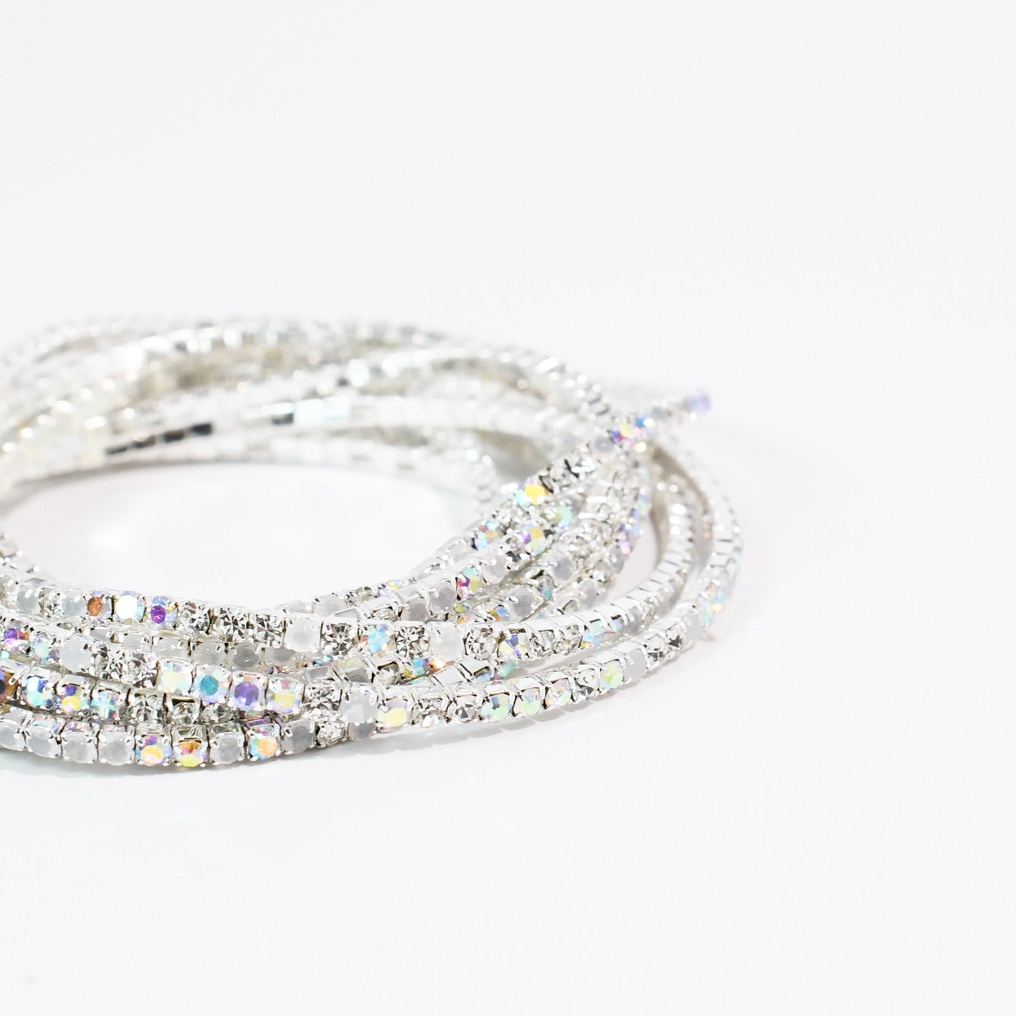 Crystal Silver Bracelet Set