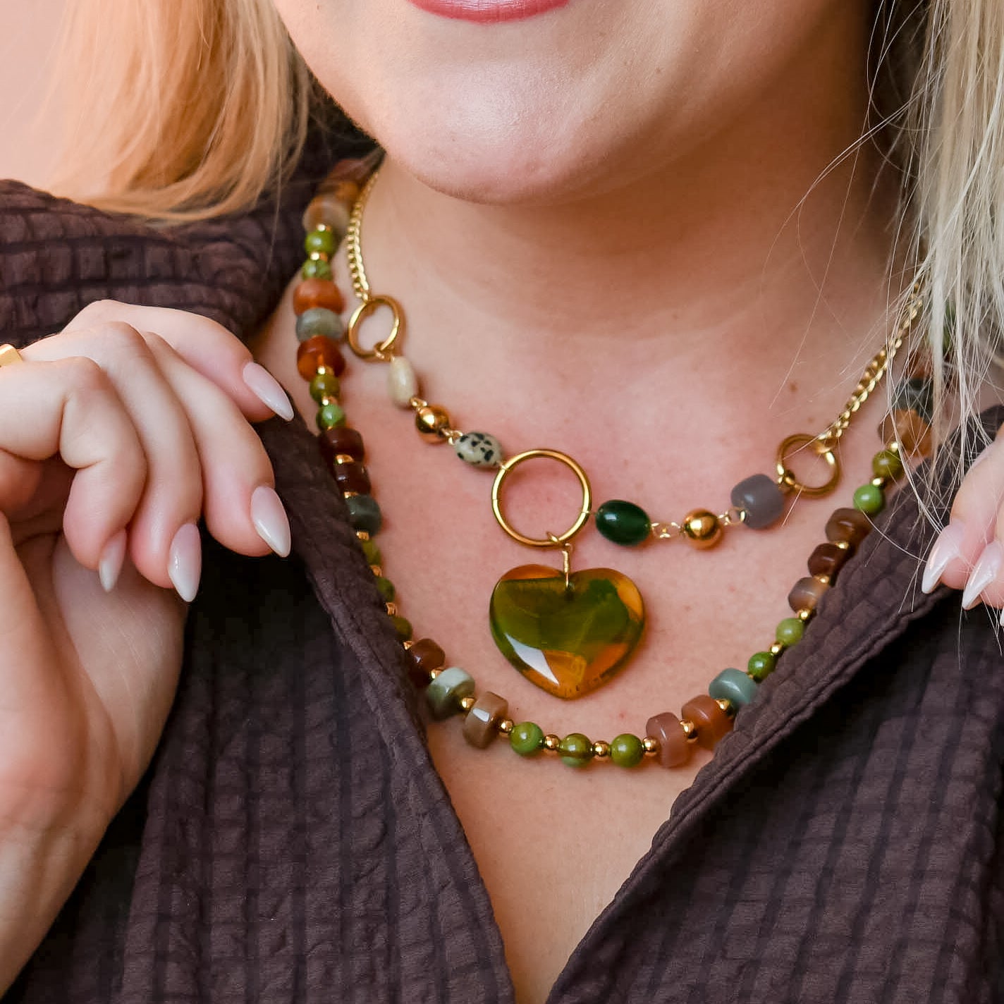 Golden Meadow Heart Necklace