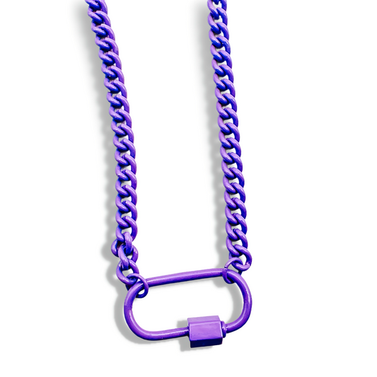 Purple Enamel Clip Necklace L4