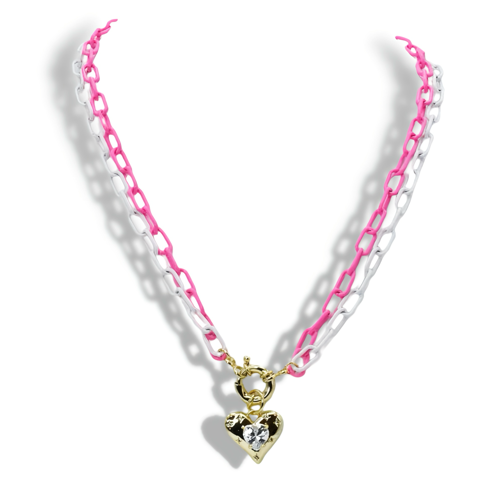 Double Enamel Chain Heart J27