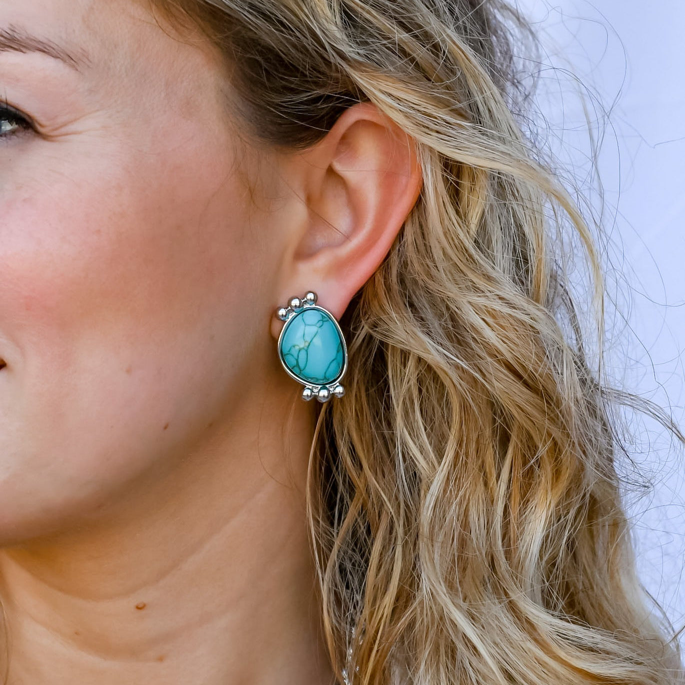 Turquoise Silver Serenity Studs