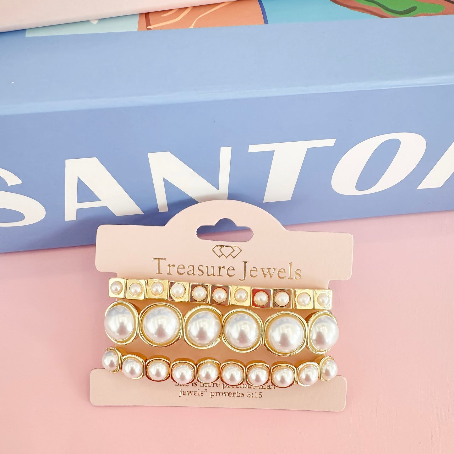 Glam Pearl Trio Bracelet Set