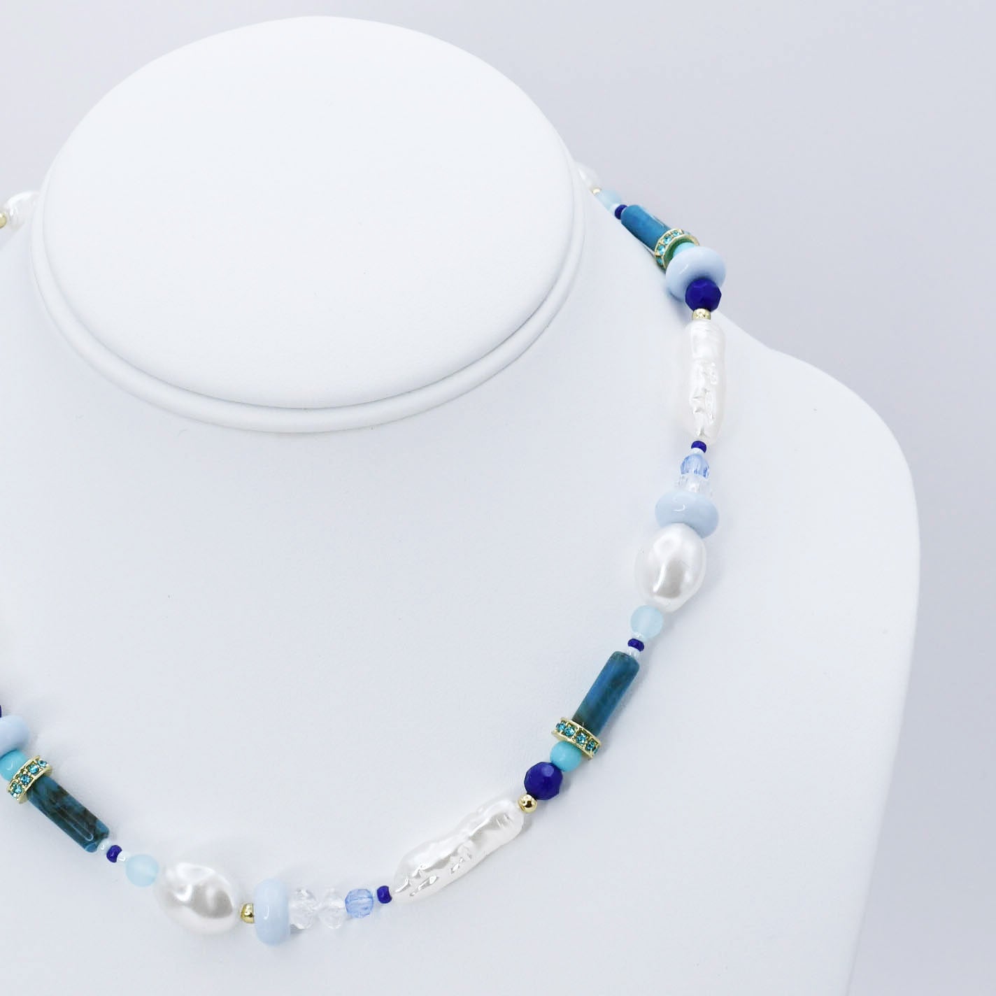 Aqua Bead and Bloom Necklace