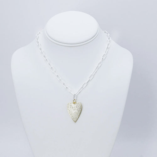 Crystal Heart White Link Necklace N2