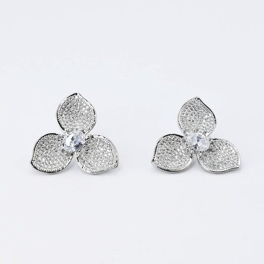 Crystal Petals Silver Earrings