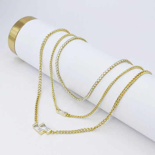Crystal Trinity Layer Necklace