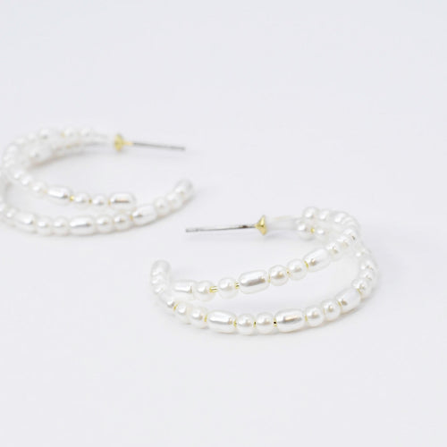 Double Halo Pearls Hoop
