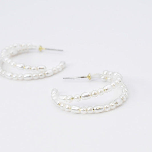 Double Halo Pearls Hoop