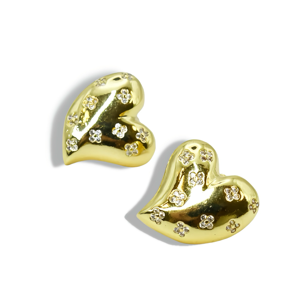 waterproof hypoallergenic earrings, tarnish free 14k gold jewelry, dainty gold earrings, gold hoop earrings, handcrafted gemstone earrings, boutique wholesale earrings, high-quality gold jewelry,amelia heart stud