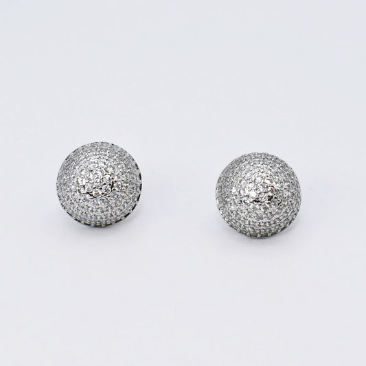 Silver Glitter Bead Stud