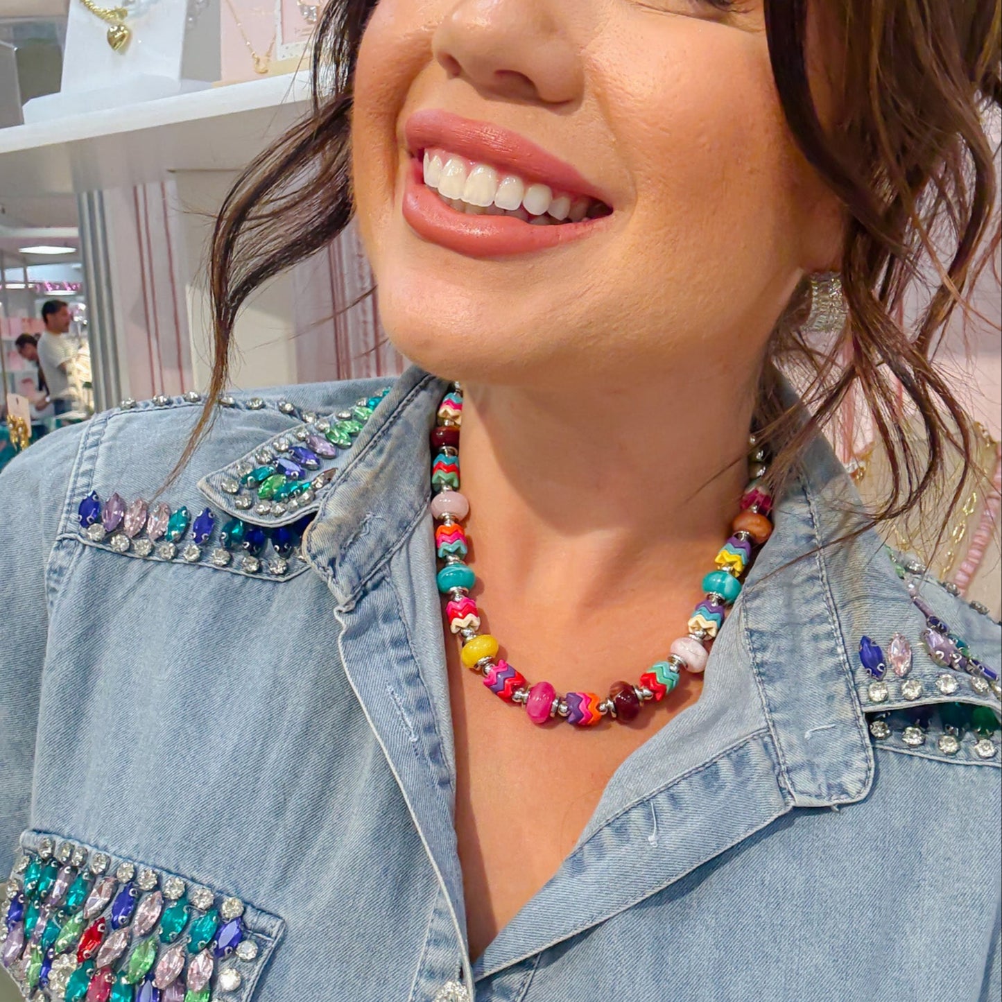 premium silver necklace crafted for everyday wear, offering a dainty handcrafted style with a waterproof, hypoallergenic, tarnish free finish, ideal for minimal modern jewelry lovers, available as wholesale for boutiques,colorful