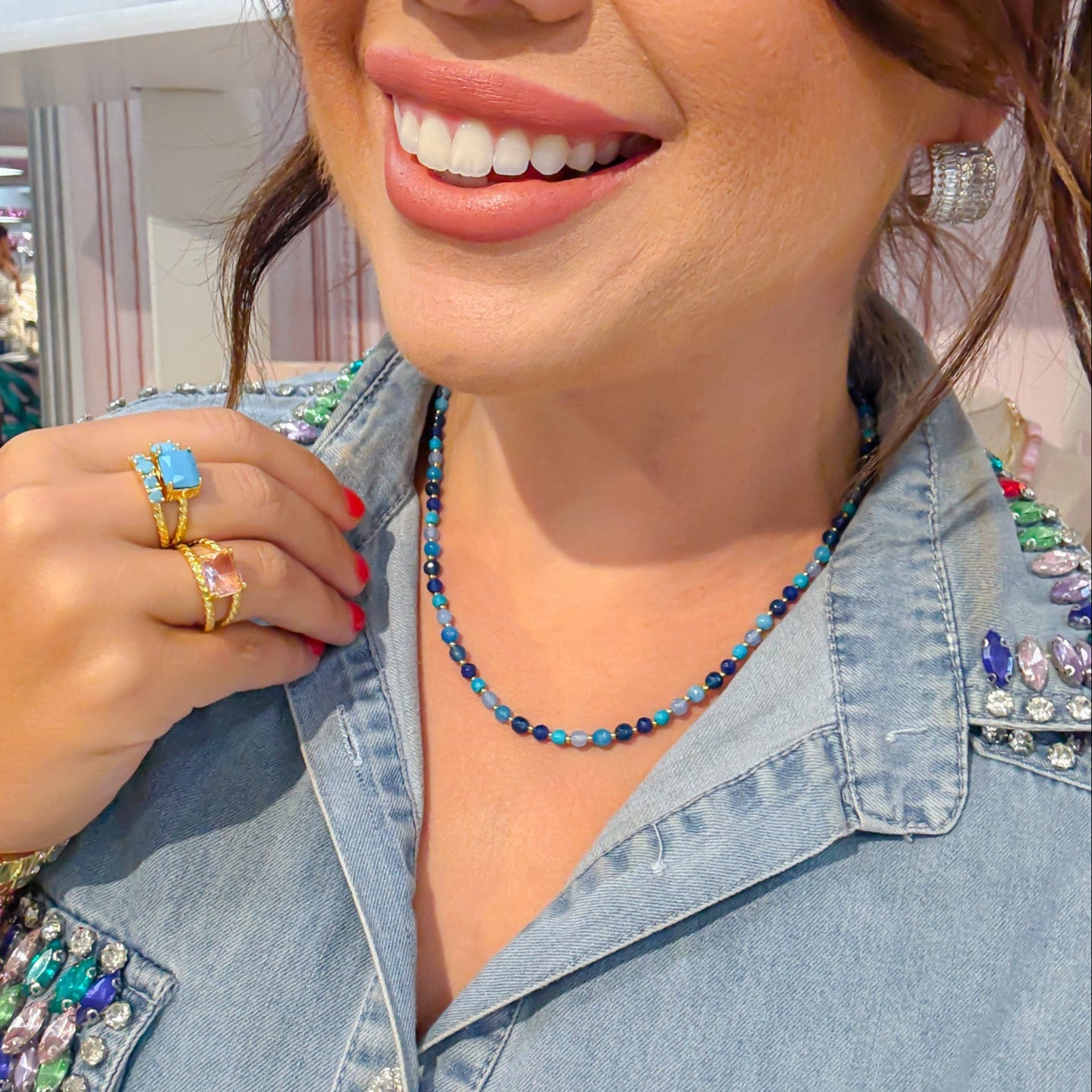 Candy Bead Dainty Gemstone Necklace