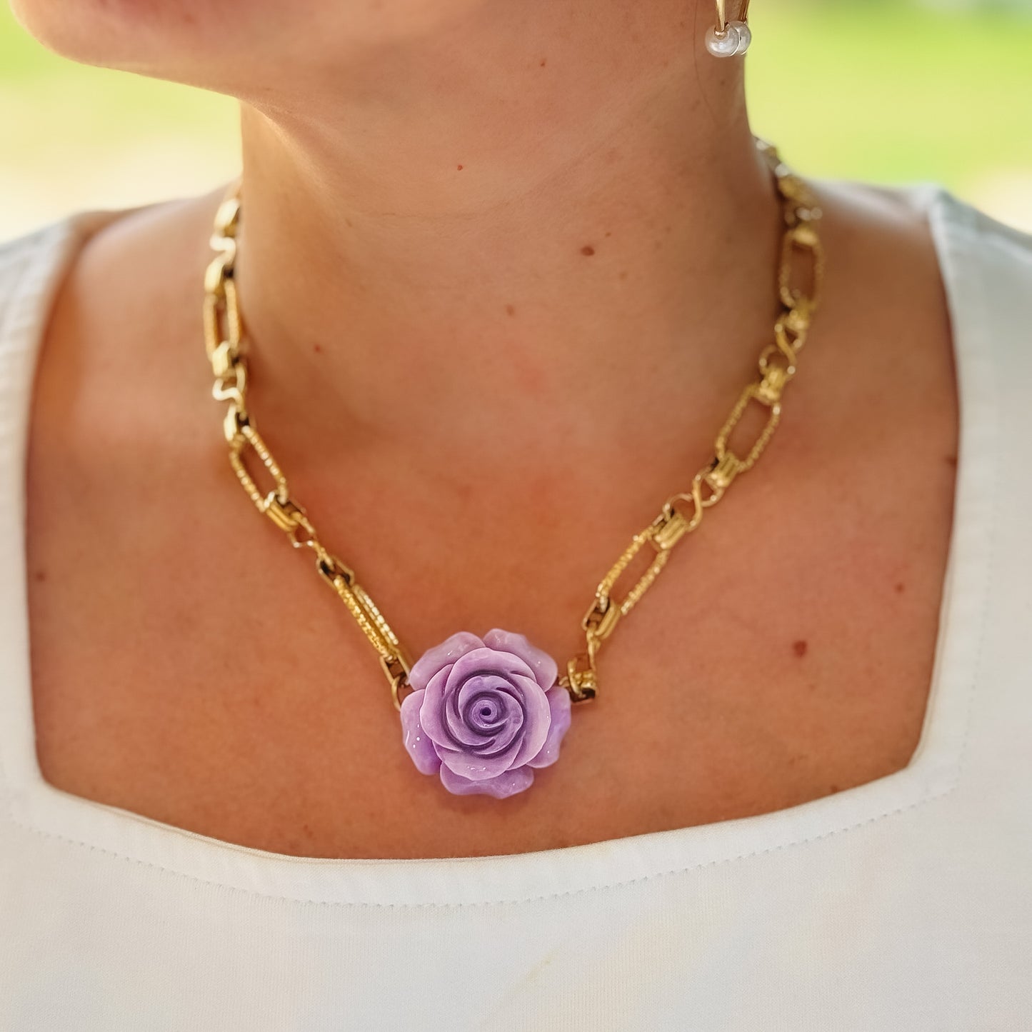 Violet Bloom Chain Necklace