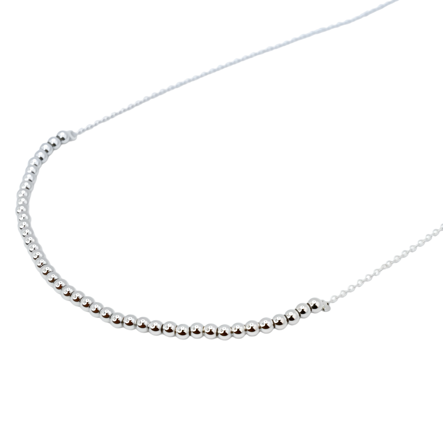 Dainty Silver Beads Necklace