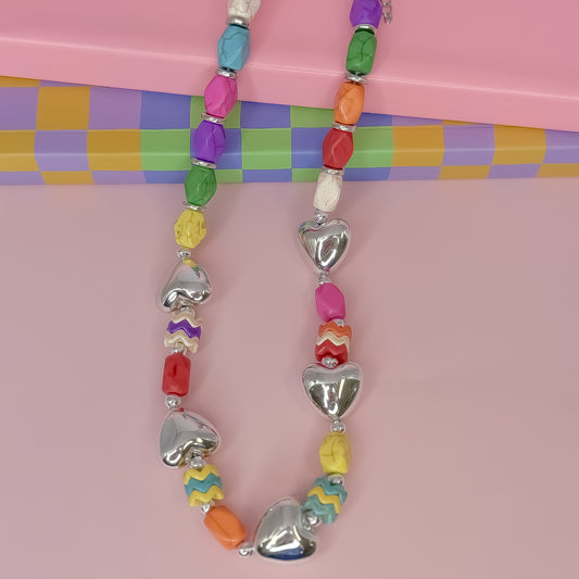 Heart Pop Silver Necklace