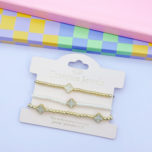 Pearly Gold Amelia Beaded Bracelet