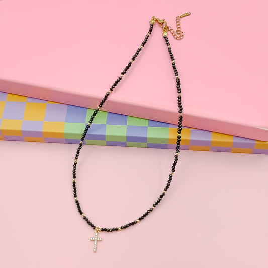 Midnight Cross Beads Necklace