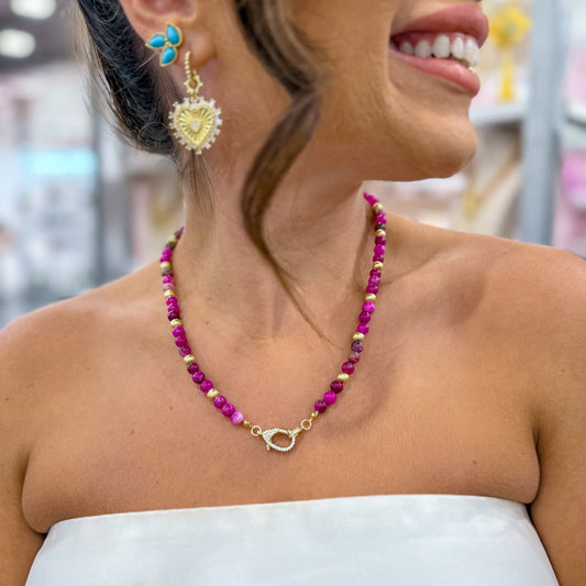 Just the Girl Gemstone Beaded Necklace with Lobster Claw