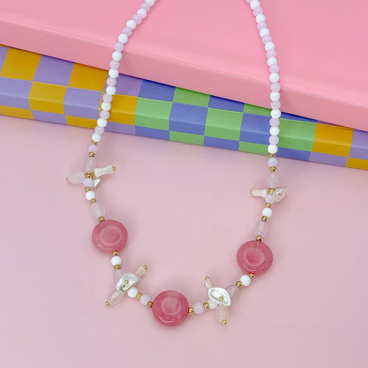 Rosy Glow Beaded Necklace