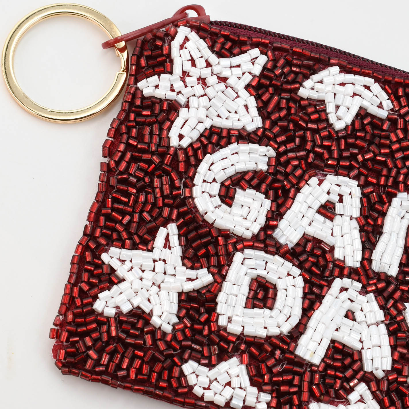 Maroon/White Game Day Keychain Pouch