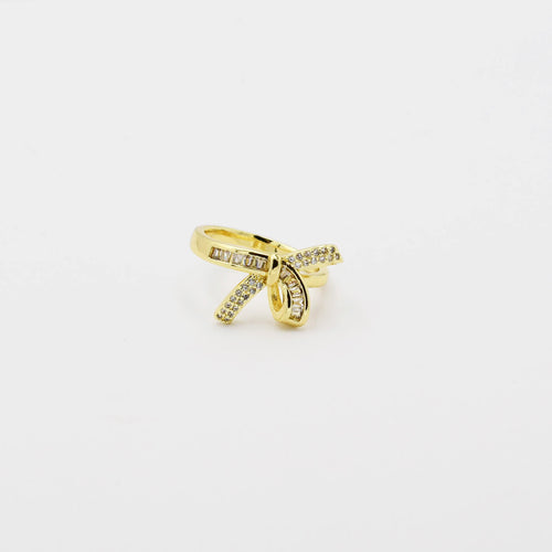 Pave Bow Gold Ring O35
