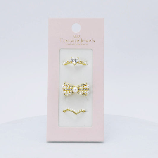 Pearl and Diamond Ring Set