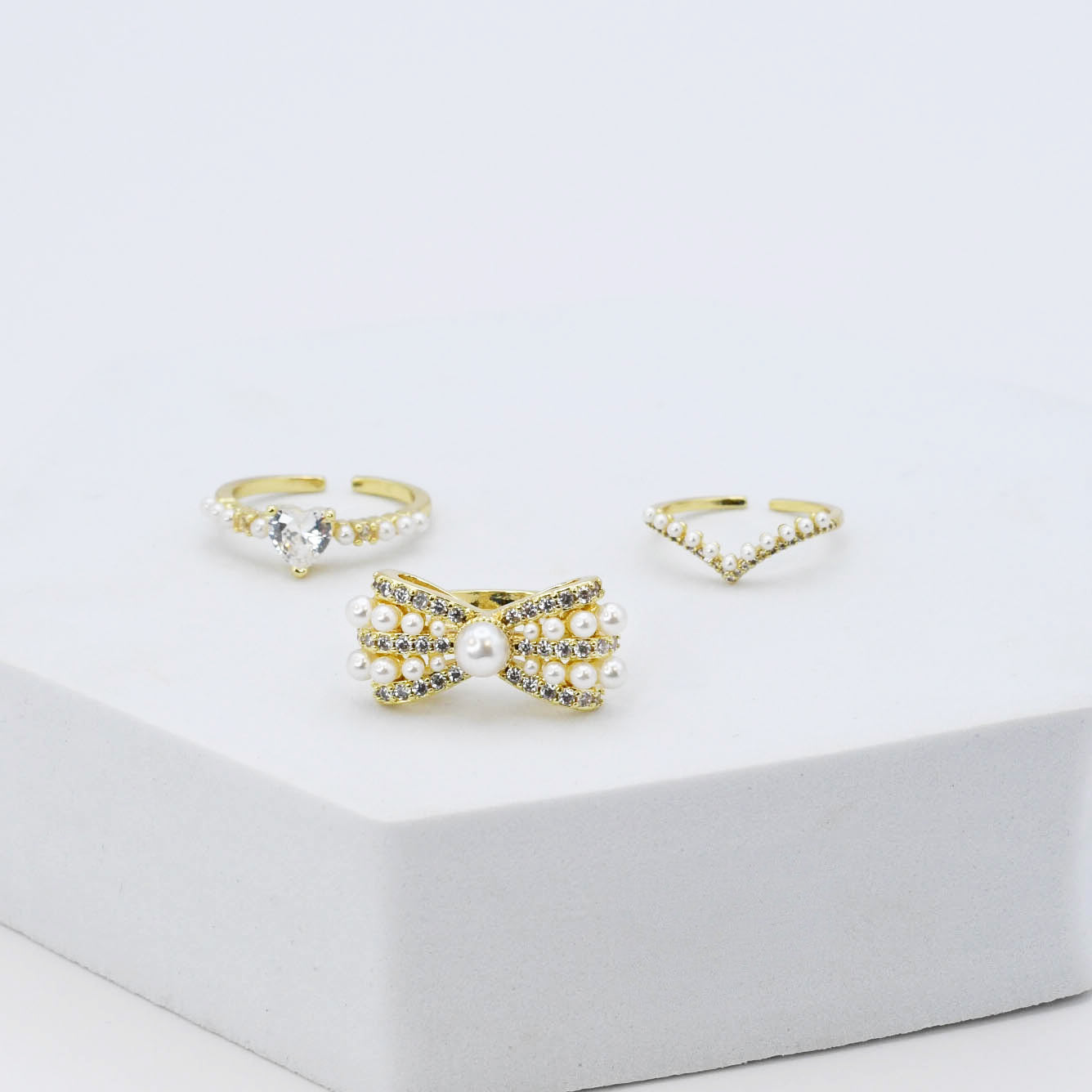 Pearl and Diamond Ring Set