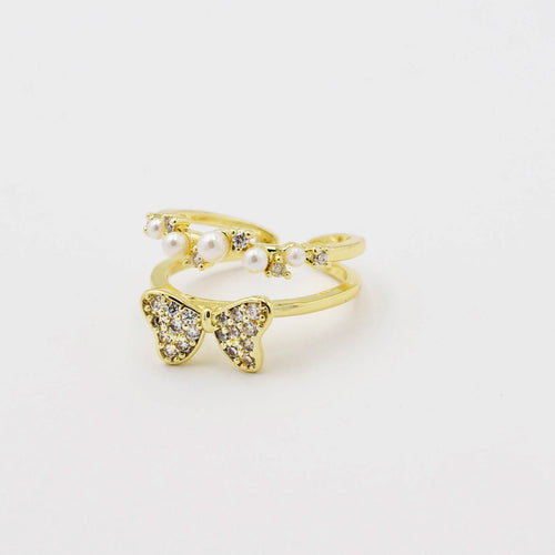 Pearly Bow Gold O35