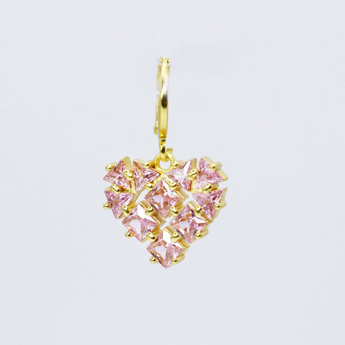 Pink Gem Heart Charm CH-349