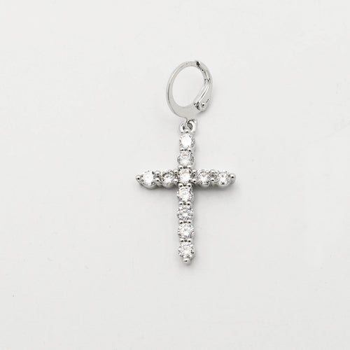 Silver Crystal Cross Charm CH-333