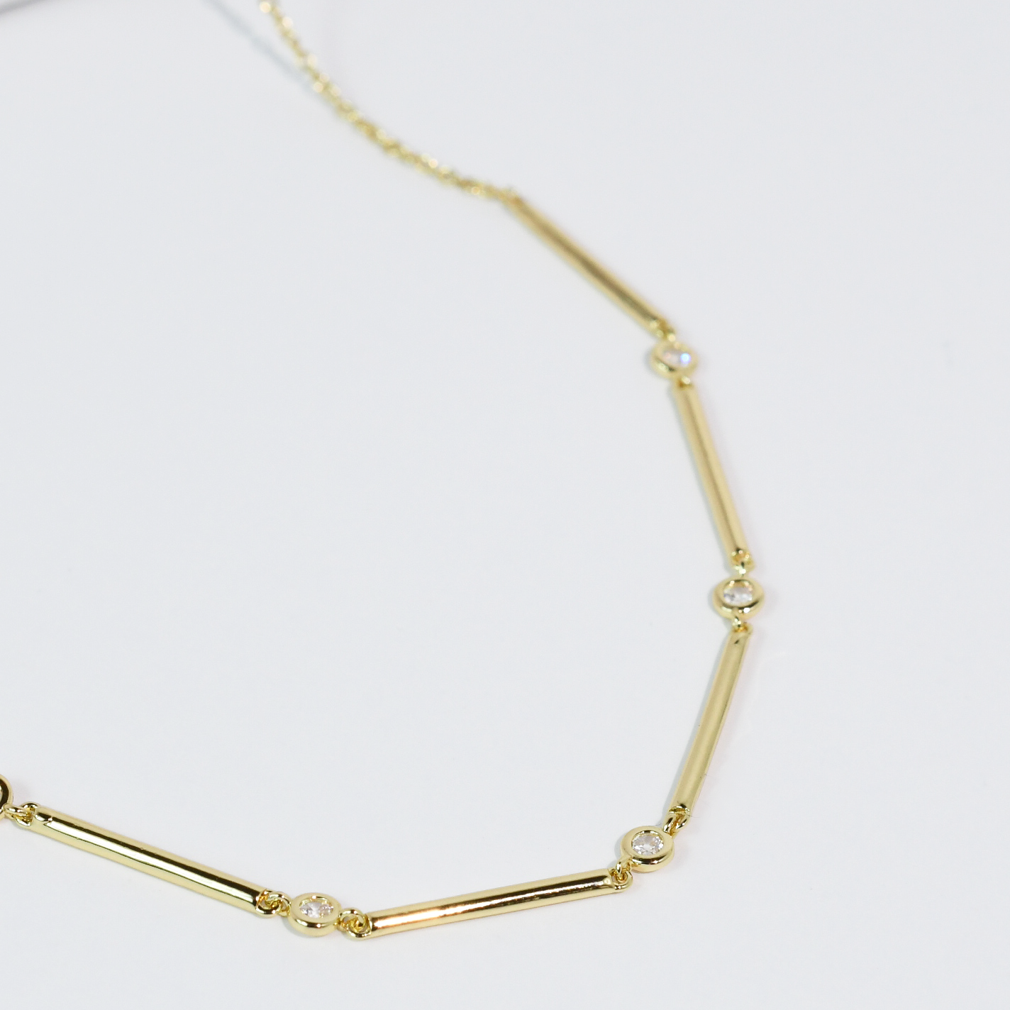 Sleek Crystal Bar Necklace