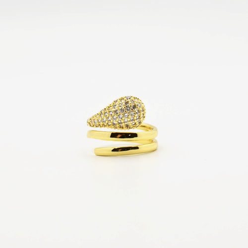 Gold Twisted Teardrop Ring O35