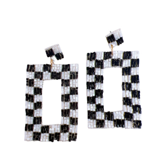 Checkered White/Black Earrings S13