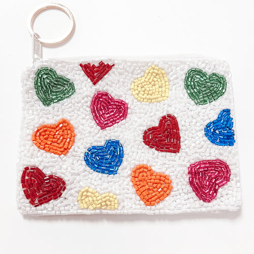 Rainbow Heart Keychain Pouch