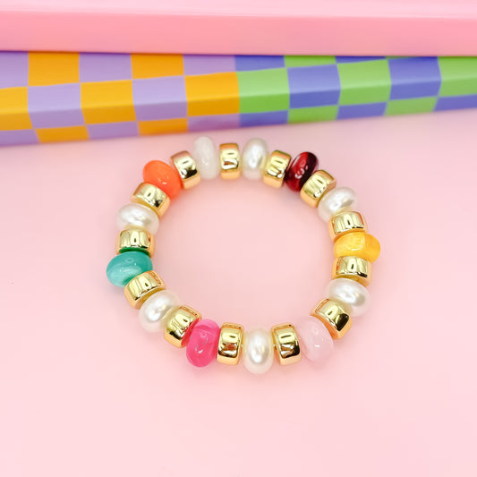 Joyful Gold Beaded Bracelet