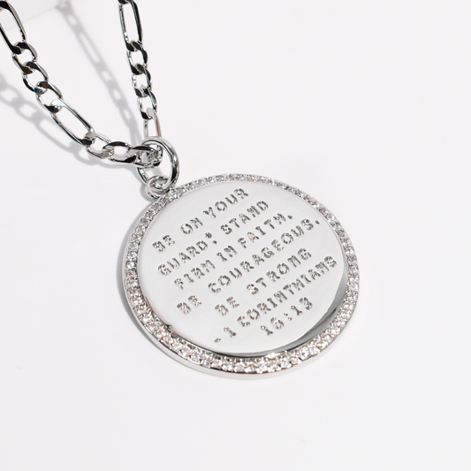 1 Corinthians 16:13 Silver Necklace