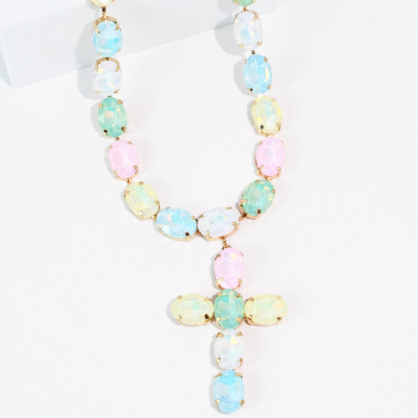 Pastel Radiance Cross Necklace