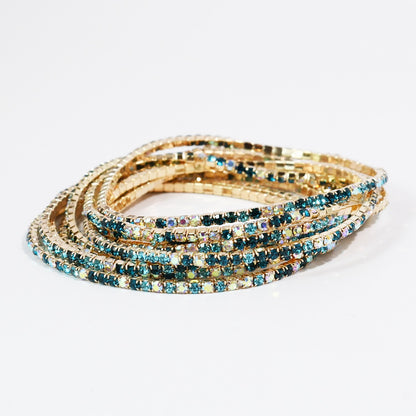 Iridescent Blue Crystal Bracelet Set