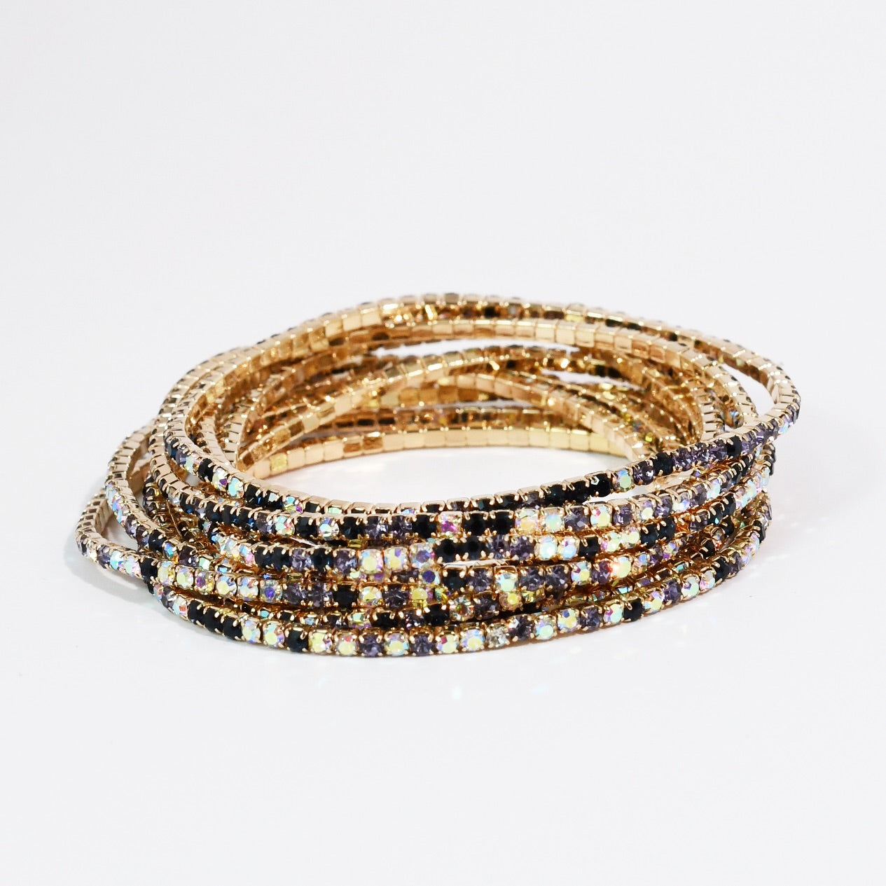 Iridescent Purple Crystal Bracelet Set