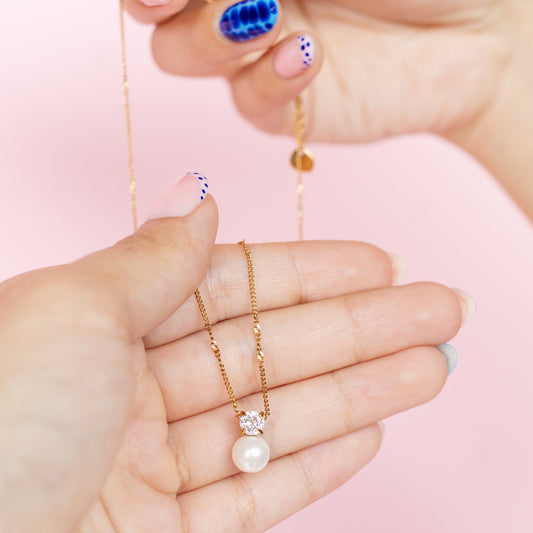 Pearl Dot Crystal Necklace Waterproof