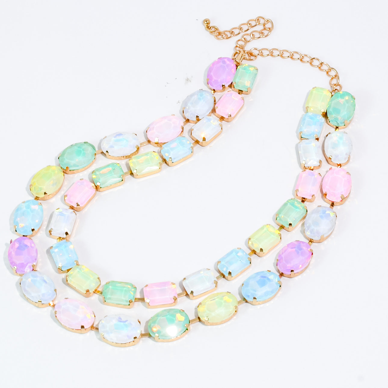 Pastel Layered Round Crystal Jewelry Set