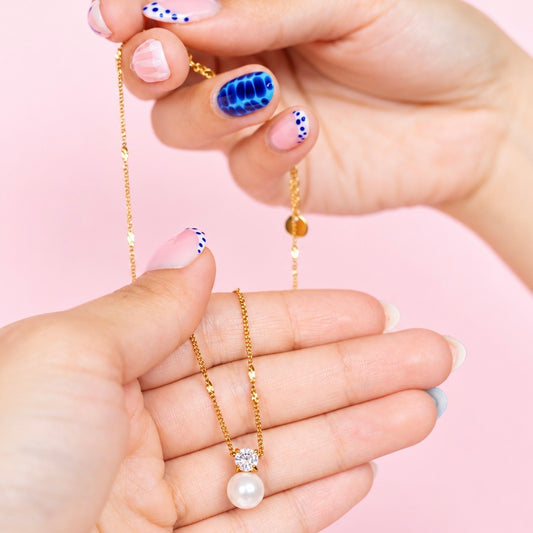 Pearl Dot Crystal Necklace Waterproof