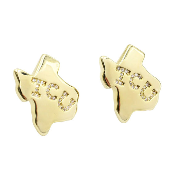 TCU Map Earrings Gold T26