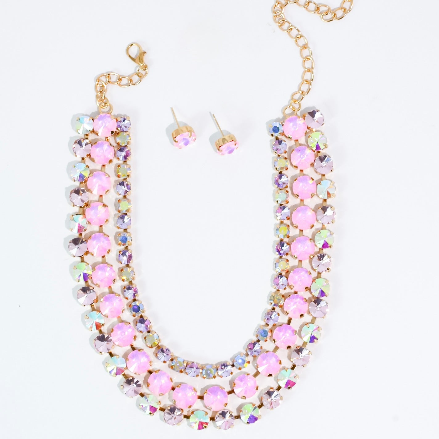 Light Pink  tree strand Crystal Jewelry Set