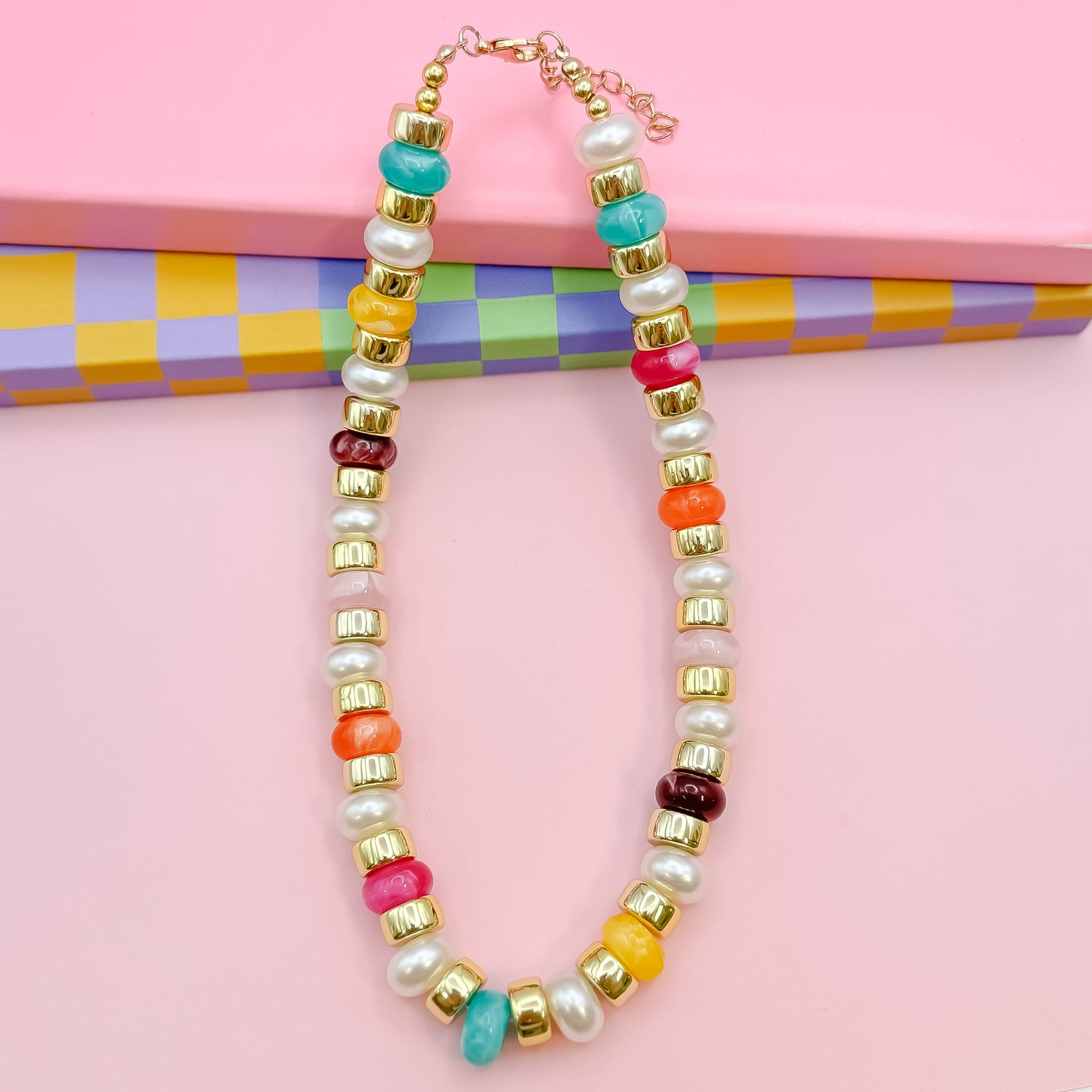 Joyful Gold Beaded Necklace