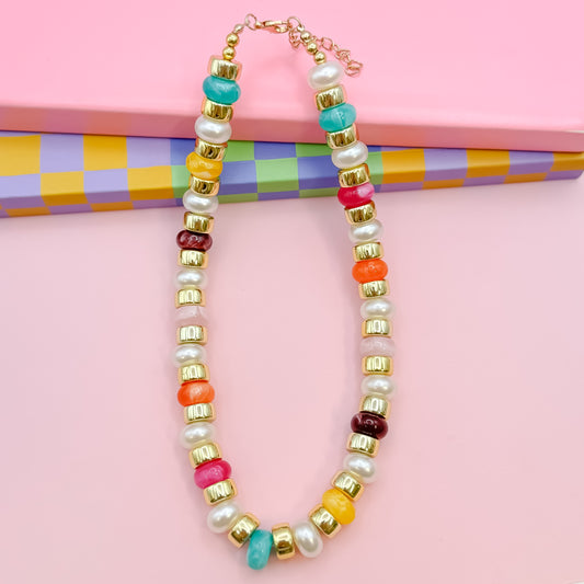 Joyful Gold Beaded Necklace