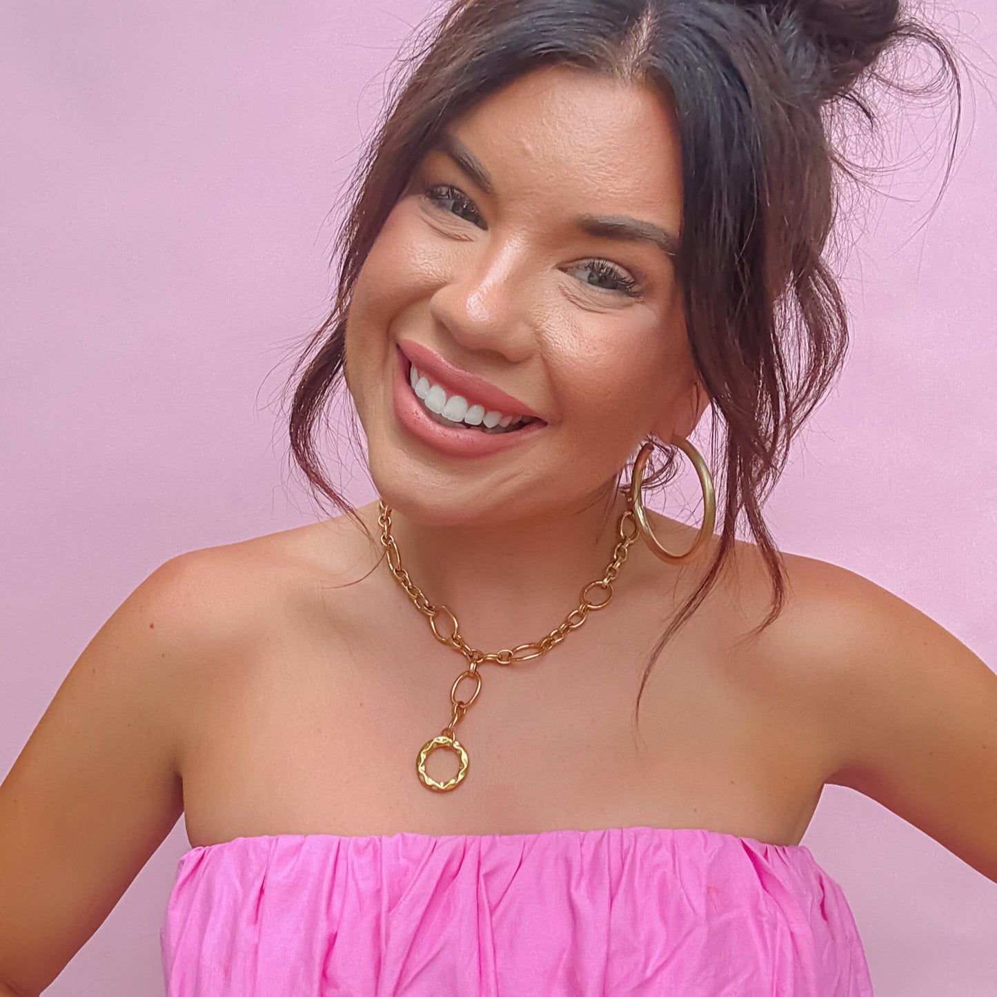 Golden Loop Drop Necklace