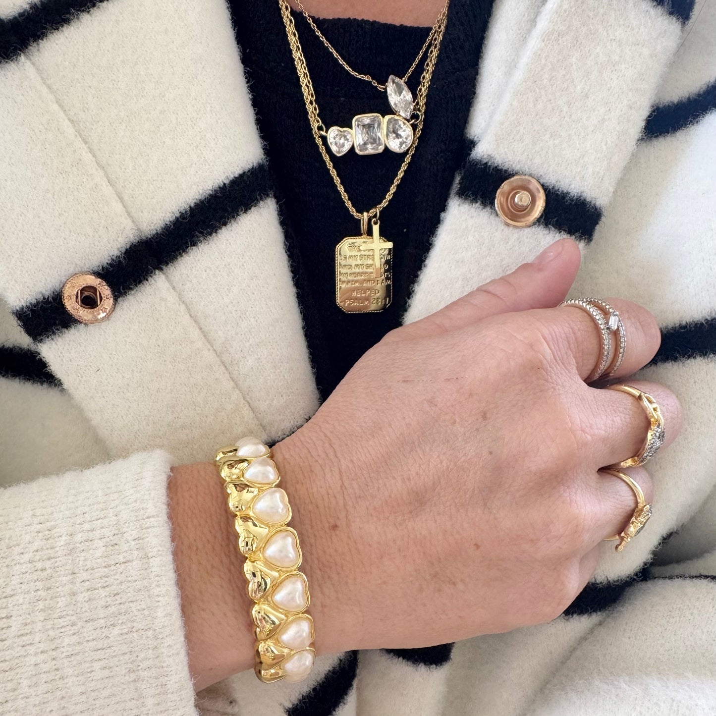 Pearl Heart Cuff