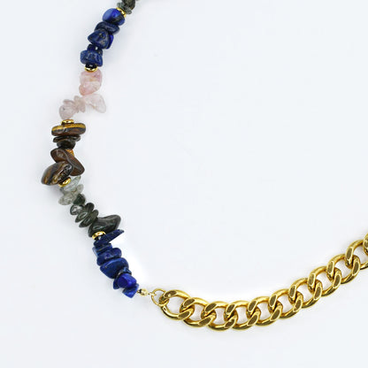 Colorful charms gold necklace featuring gemstone details, layered jewelry design, trendy accessory for women’s jewelry collections, boutique wholesale fashion necklace that is hypoallergenic, tarnish free, and waterproof jewelry with a cute aesthetic statement style